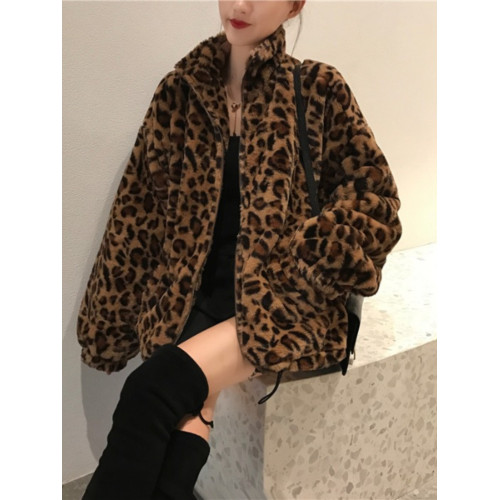 洋氣豹紋皮草毛絨外套女秋冬韓版寬松慵懶加厚保暖大衣羊羔毛棉服 洋氣豹紋皮草毛絨外套女秋冬韓版寬松慵懶加厚保暖大衣羊羔毛棉服