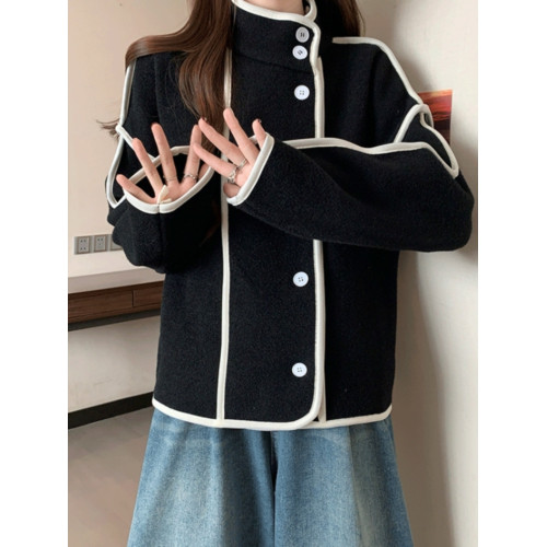 小香風立領毛呢外套女春秋新款大碼胖mm高級感歐貨上衣炸街機車服 小香風立領毛呢外套女春秋新款大碼胖mm高級感歐貨上衣炸街機車服