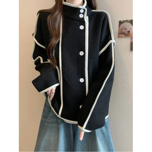 小香風立領毛呢外套女春秋新款大碼胖mm高級感歐貨上衣炸街機車服 小香風立領毛呢外套女春秋新款大碼胖mm高級感歐貨上衣炸街機車服