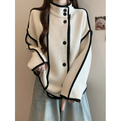 小香風立領毛呢外套女春秋新款大碼胖mm高級感歐貨上衣炸街機車服 小香風立領毛呢外套女春秋新款大碼胖mm高級感歐貨上衣炸街機車服