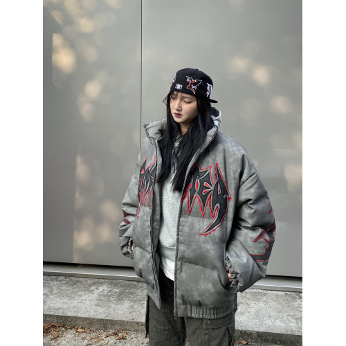 cemoliqiu原創荊棘刺綉字母加厚棉衣情侶秋冬季加厚情侶裝羽絨服 cemoliqiu原創荊棘刺綉字母加厚棉衣情侶秋冬季加厚情侶裝羽絨服