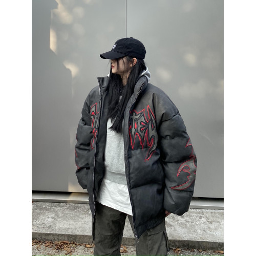 cemoliqiu原創荊棘刺綉字母加厚棉衣情侶秋冬季加厚情侶裝羽絨服 cemoliqiu原創荊棘刺綉字母加厚棉衣情侶秋冬季加厚情侶裝羽絨服