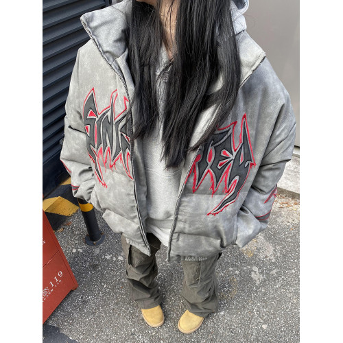 cemoliqiu原創荊棘刺綉字母加厚棉衣情侶秋冬季加厚情侶裝羽絨服 cemoliqiu原創荊棘刺綉字母加厚棉衣情侶秋冬季加厚情侶裝羽絨服