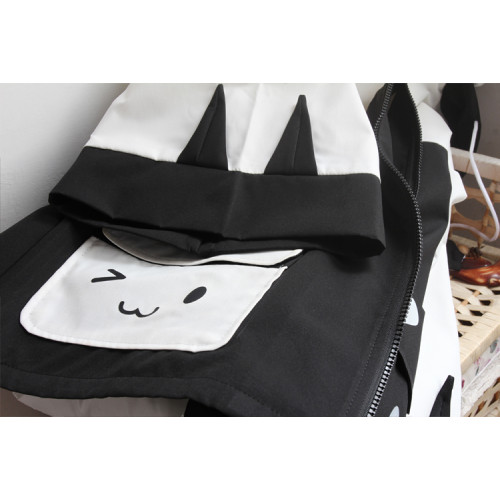 男女同款可愛拼色喇叭袖鬭篷春秋外套表情貓口袋印花寬松減齡開衫 男女同款可愛拼色喇叭袖鬭篷春秋外套表情貓口袋印花寬松減齡開衫