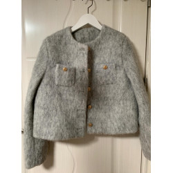 灰色夾棉加厚小香風毛呢外套女2025新款秋冬小個子呢子短款羽絨服