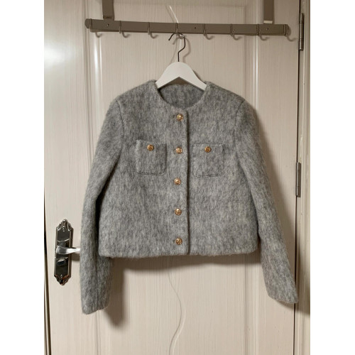 灰色夾棉加厚小香風毛呢外套女2025新款秋冬小個子呢子短款羽絨服 灰色夾棉加厚小香風毛呢外套女2025新款秋冬小個子呢子短款羽絨服