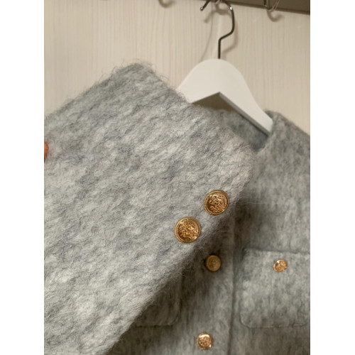 灰色夾棉加厚小香風毛呢外套女2025新款秋冬小個子呢子短款羽絨服 灰色夾棉加厚小香風毛呢外套女2025新款秋冬小個子呢子短款羽絨服