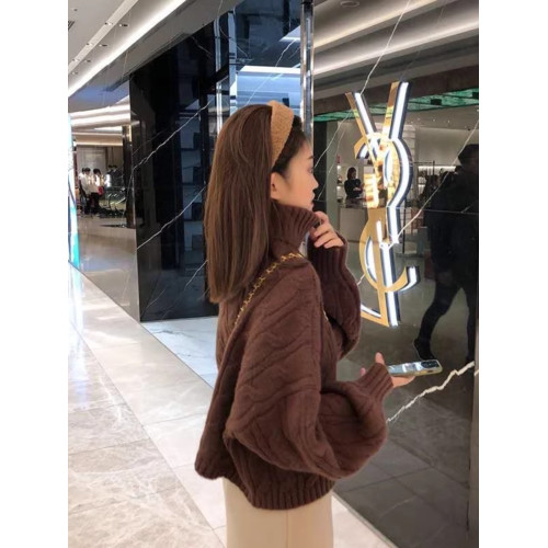 高領加絨加厚麻花毛衣女2025秋冬套頭寬松百搭針織打底衫內搭上衣