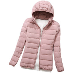 2022年新款無縫壓膠輕薄羽絨服女90白鴨絨媽媽短款連帽輕便超薄款