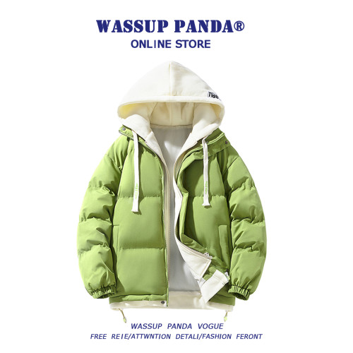 WASSUP PANDA假兩件連帽羽絨服男冬季新款保暖加厚麵包服外套棉服 WASSUP PANDA假兩件連帽羽絨服男冬季新款保暖加厚麵包服外套棉服