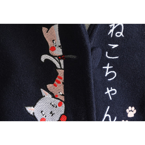 另類jk可愛男女款日系魔法鬭篷貓刺綉法蘭絨加厚大衣耳朵連帽外套