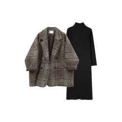 秋冬穿搭小香風毛呢外套女2025巨好看的冬裝一整套高級感西裝上衣