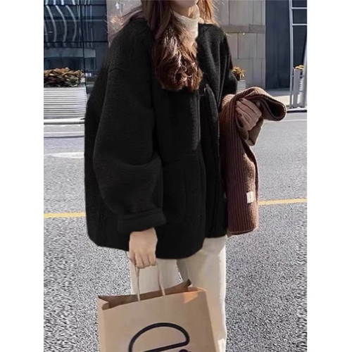 皮毛一體羊羔毛加絨外套女秋冬小香風高級感短款加厚夾克上衣棉服 皮毛一體羊羔毛加絨外套女秋冬小香風高級感短款加厚夾克上衣棉服