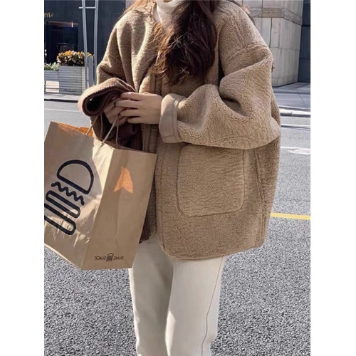 皮毛一體羊羔毛加絨外套女秋冬小香風高級感短款加厚夾克上衣棉服 皮毛一體羊羔毛加絨外套女秋冬小香風高級感短款加厚夾克上衣棉服