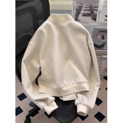 小香風棒球服毛呢外套女秋冬冬季高級感小個子寬松飛行員夾克開衫