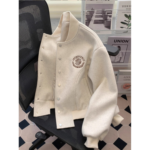 小香風棒球服毛呢外套女秋冬冬季高級感小個子寬松飛行員夾克開衫 小香風棒球服毛呢外套女秋冬冬季高級感小個子寬松飛行員夾克開衫
