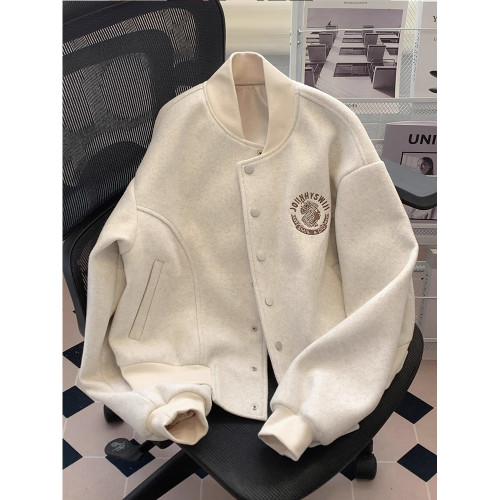 小香風棒球服毛呢外套女秋冬冬季高級感小個子寬松飛行員夾克開衫 小香風棒球服毛呢外套女秋冬冬季高級感小個子寬松飛行員夾克開衫