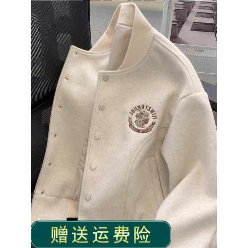 小香風棒球服毛呢外套女秋冬冬季高級感小個子寬松飛行員夾克開衫 小香風棒球服毛呢外套女秋冬冬季高級感小個子寬松飛行員夾克開衫