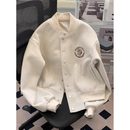 小香風棒球服毛呢外套女秋冬冬季高級感小個子寬松飛行員夾克開衫 小香風棒球服毛呢外套女秋冬冬季高級感小個子寬松飛行員夾克開衫