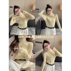 蘇三三黃色毛衣女款2025新款秋冬高級感內搭半高領打底衫針織上衣