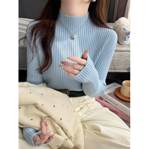 蘇三三黃色毛衣女款2025新款秋冬高級感內搭半高領打底衫針織上衣