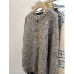 灰色復古寬鬆圓領毛衣女小個子加厚內搭秋冬可外穿打底高級感上衣