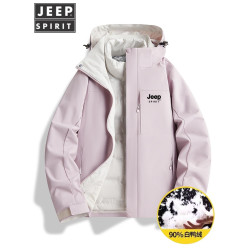 JEEP三合一可拆卸羽絨內膽沖鋒衣女款2025冬季戶外防風登山外套男