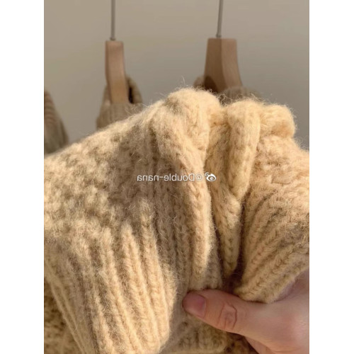 日系復古大碼麻花毛衣女加厚寬松慵懶風外穿秋冬遮肉顯瘦毛針織衫