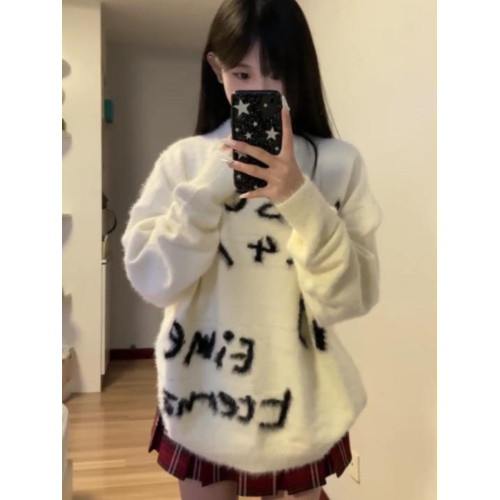 日系慵嬾風水貂絨毛衣外套女秋冬加厚高級感oversize軟糯針織上衣