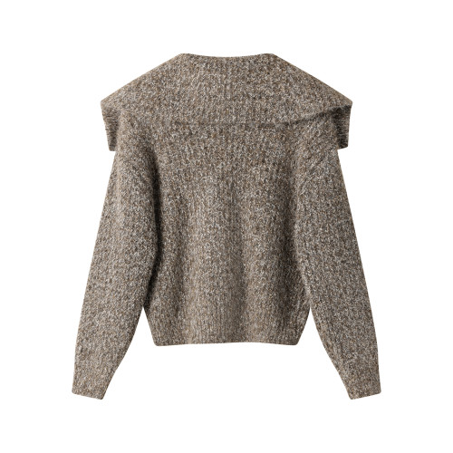 XinmonLee韓版氣質海軍領牛角釦毛衣休閒慵嬾風秋冬氣質針織開衫