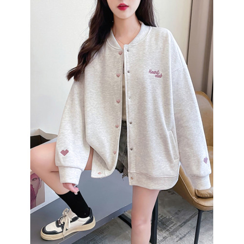 2025春秋季新款甜美減齡開衫外套女設計感小衆寬松休閒棒球服上衣 2025春秋季新款甜美減齡開衫外套女設計感小衆寬松休閒棒球服上衣