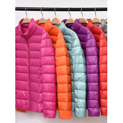 Women's Ultra Light Down Coats 女輕薄短款立領冬裝韓版羽絨服