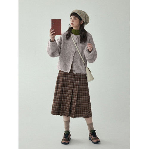 「北島AMUU」黃色短款花雜圈圈針織開衫女秋冬羊毛毛衣外套上衣 「北島AMUU」黃色短款花雜圈圈針織開衫女秋冬羊毛毛衣外套上衣