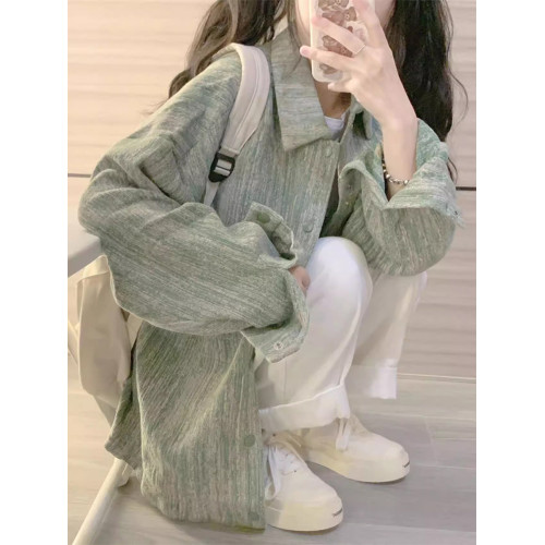 獨特小衆花紗水洗牛仔外套女春秋款學生寬松百搭復古翻領夾克上衣 獨特小衆花紗水洗牛仔外套女春秋款學生寬松百搭復古翻領夾克上衣