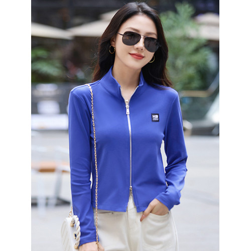 薄短款外套女春秋季款 立領開衫拉鍊運動小衫修身純棉長袖t恤上衣 薄短款外套女春秋季款 立領開衫拉鍊運動小衫修身純棉長袖t恤上衣