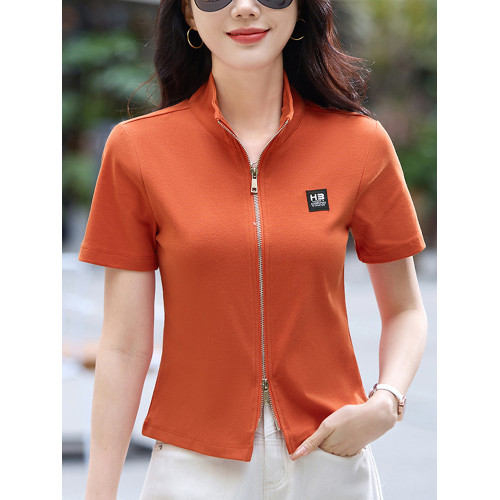 薄短款外套女春秋季款 立領開衫拉鍊運動小衫修身純棉長袖t恤上衣 薄短款外套女春秋季款 立領開衫拉鍊運動小衫修身純棉長袖t恤上衣