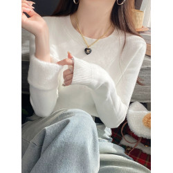 低領加絨毛衣女款2025新款冬季加厚內搭保暖打底衫秋冬針織上衣