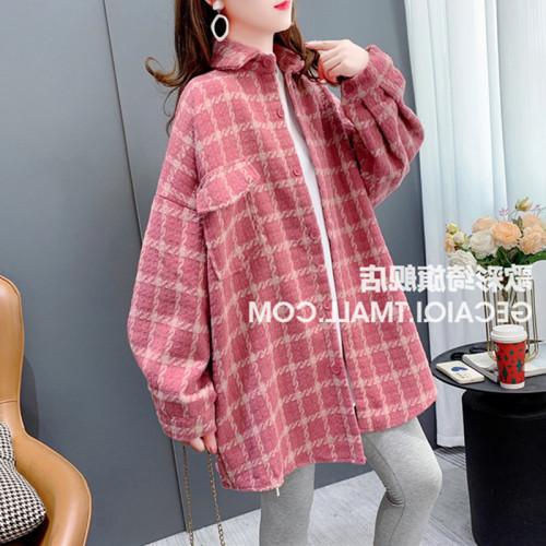 大碼女裝中長款襯衫2025年春秋季新款設計感小衆開衫格子上衣外套 大碼女裝中長款襯衫2025年春秋季新款設計感小衆開衫格子上衣外套