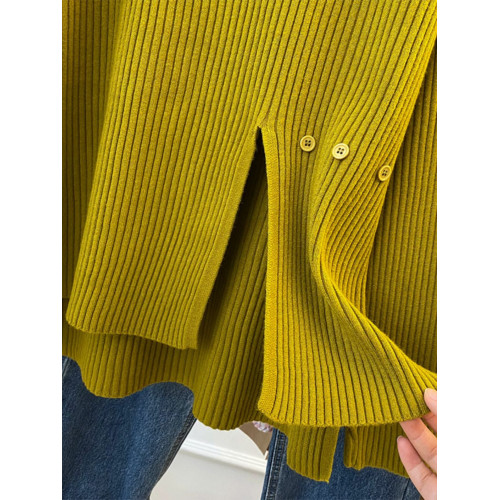 半高領開叉毛衣女秋冬新款韓版寬鬆小衆設計感外穿針織打底衫上衣