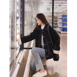 毛呢外套女裝秋冬新款設計感小個子上衣高級感學生短款雙面呢大衣