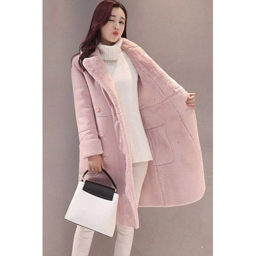 羊羔毛外套女韓版冬季加絨加厚麂皮絨大衣中長款皮毛一體翻領棉衣 羊羔毛外套女韓版冬季加絨加厚麂皮絨大衣中長款皮毛一體翻領棉衣