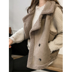 羊羔毛馬夾外套女春秋皮毛一體寬松毛絨韓版胖mm外搭無袖馬甲背心