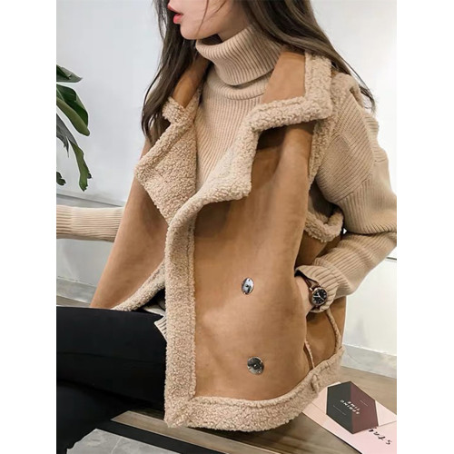 羊羔毛馬夾外套女春秋皮毛一體寬松毛絨韓版胖mm外搭無袖馬甲背心 羊羔毛馬夾外套女春秋皮毛一體寬松毛絨韓版胖mm外搭無袖馬甲背心