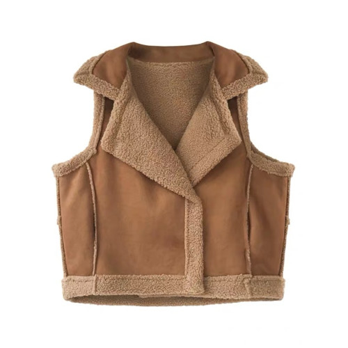 羊羔毛馬夾外套女春秋皮毛一體寬松毛絨韓版胖mm外搭無袖馬甲背心 羊羔毛馬夾外套女春秋皮毛一體寬松毛絨韓版胖mm外搭無袖馬甲背心