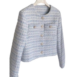 小香風編織外套女春秋季2025新款氣質寬松珍珠釦開衫時尚短款上衣