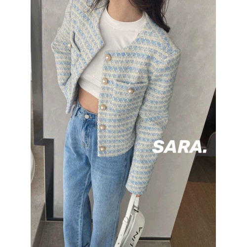 小香風編織外套女春秋季2025新款氣質寬松珍珠釦開衫時尚短款上衣 小香風編織外套女春秋季2025新款氣質寬松珍珠釦開衫時尚短款上衣