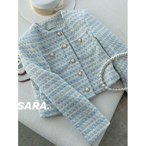 小香風編織外套女春秋季2025新款氣質寬松珍珠釦開衫時尚短款上衣 小香風編織外套女春秋季2025新款氣質寬松珍珠釦開衫時尚短款上衣