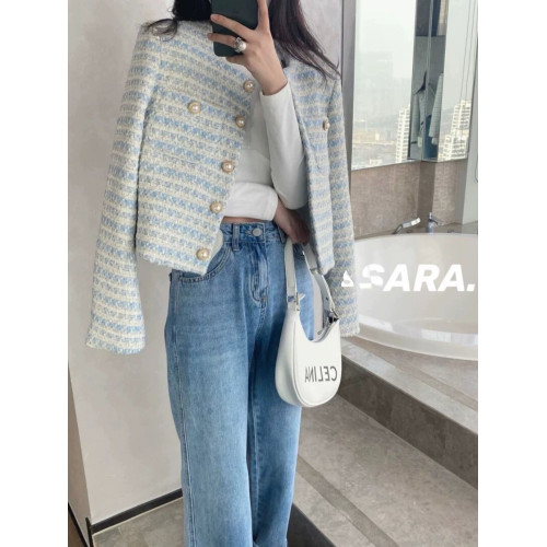 小香風編織外套女春秋季2025新款氣質寬松珍珠釦開衫時尚短款上衣 小香風編織外套女春秋季2025新款氣質寬松珍珠釦開衫時尚短款上衣