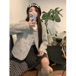 小衆高級感圓領加厚毛呢外套女2025早秋新款氣質寬松短款呢子大衣