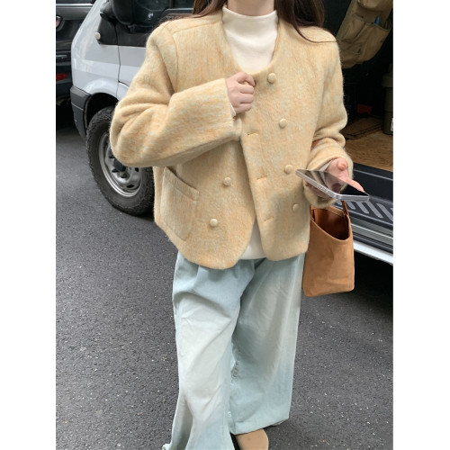 小衆高級感圓領加厚毛呢外套女2025早秋新款氣質寬松短款呢子大衣 小衆高級感圓領加厚毛呢外套女2025早秋新款氣質寬松短款呢子大衣